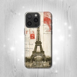 Tour Eiffel Paris Carte postale rigide et étui à rabat en cuir pour iPhone 16 Pro Max Plus Samsung Galaxy Z Flip 6 Fold6 Note S24 A15 Google Pixel