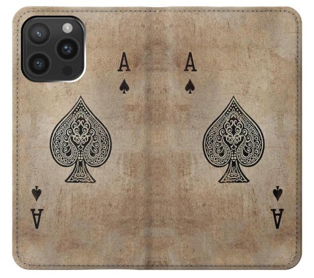Vintage Spades Ace Card Hard & Leather Flip Case iPhone 17 Pro Max