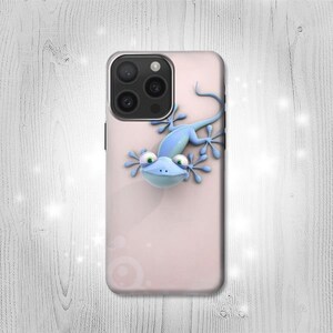 Étui à rabat rigide et en cuir rigolote en lézard pour iPhone 16 Pro Max Plus Samsung Galaxy Z Flip 6 Fold6 Note S24 A15 Google Pixel