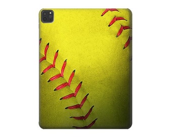 Yellow Softball Ball Hard Back Case for iPad 6 5 9.7 iPad mini 6 7 iPad Pro 12.9 11 10.5 10.2 iPad Air 3 4 5 iPad Air (2024)