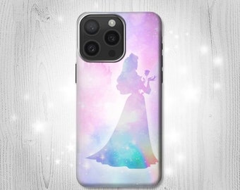 Princess Pastel Silhouette Hard & Leather Flip Case iPhone 15 Pro Max Plus Samsung Galaxy Z Flip 5 Fold5 Note S23 A14 Google Pixel