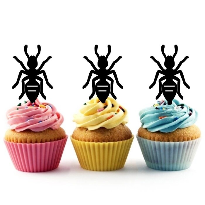 Black Ant Insect Bug Party Wedding Birthday Acrylic Cupcake Toppers ...