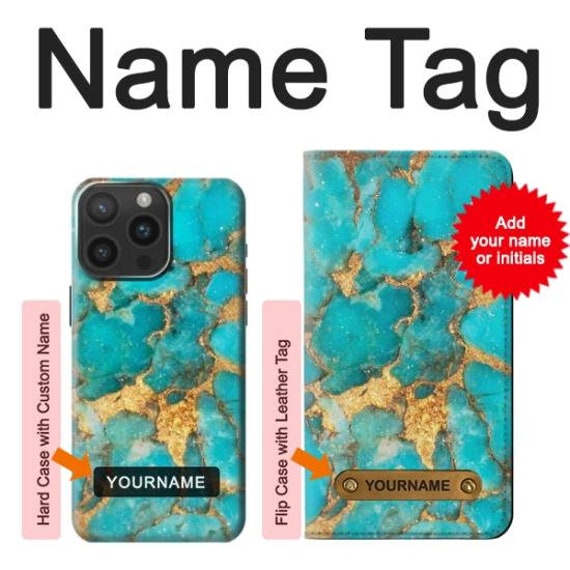 Aqua Turquoise Stone Graphic Hard & Leather Flip Case iPhone