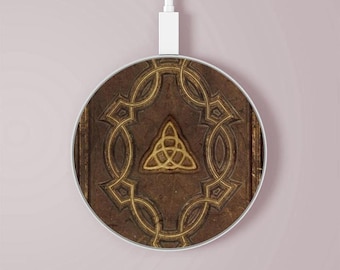 Spell Book Cover Wireless Charger Pad 15W Type-C iPhone Android LED Light Charging Station