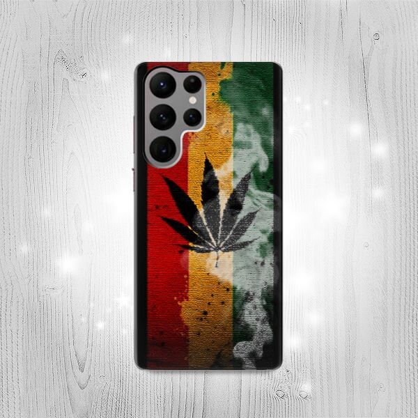 Reggae Rasta Flag Smoke Hard & Leather Flip Case Huawei Motorola Moto G Stylus Power Motorola Razr 50 Nokia OnePlus Sony Xperia