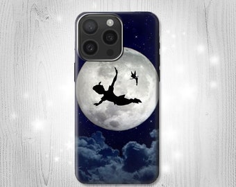 Peter Pan Moon Silhouette Hard & Leather Flip Case iPhone 16 Pro Max Plus Samsung Galaxy Z Flip 7 Fold7 Note S24 A15 Google Pixel