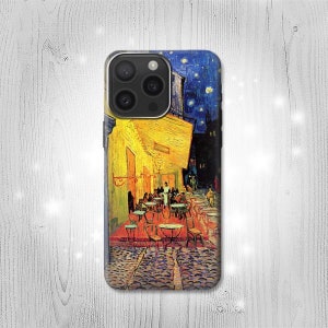 Custodia rigida e in pelle Van Gogh Cafe Terrace per iPhone 16 Pro Max Plus Samsung Galaxy Z Flip 6 Fold6 Note S24 A15 Google Pixel