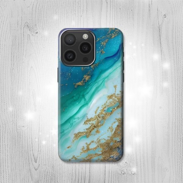 Abstract Ocean Blue Color Emerald Hard & Leather Flip Case iPhone