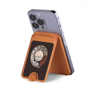 Portafoglio porta carte magnetico con quadrante rotativo vintage per telefono con MagSafe per iPhone 16, 15, 14, 13 Pro Max e altri smartphone