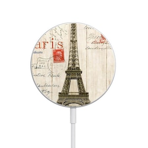 Tour Eiffel Paris Carte postale MagSafe 15 W Chargeur magnétique sans fil Chargeur USB-C + USB-A Qi pour iPhone 16 15 14 13 12