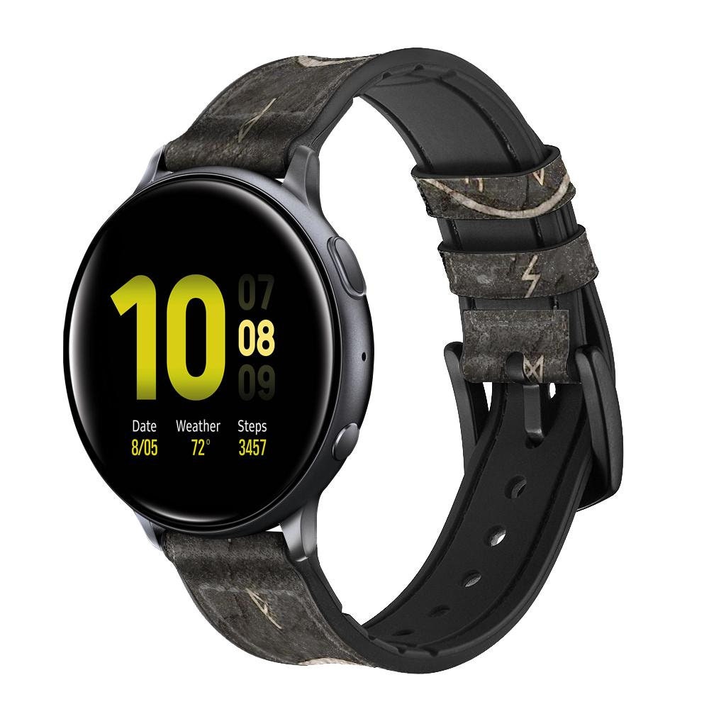 Norse Ancient Viking Symbol Leather & Silicone Smart Watch Band Strap For Samsung Garmin Fossil Wristwatch 18-24mm