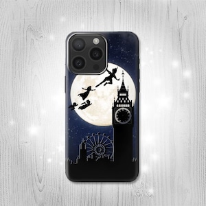 Peter Pan Fly Fullmoon Night Custodia rigida e in pelle Flip per iPhone 16 Pro Max Plus Samsung Galaxy Z Flip 6 Fold6 Note S24 A15 Google Pixel