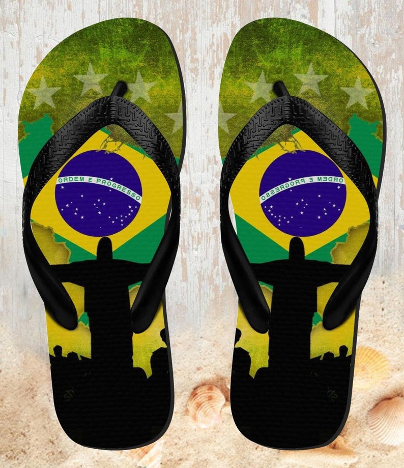 Brazil Football Soccer Beach Slippers Sandals Flip Flops - Etsy