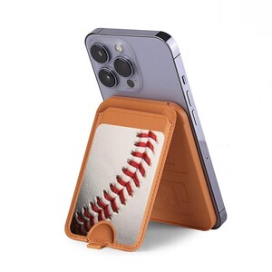 Cartera con tarjetero magnético con estampado gráfico de béisbol y MagSafe para iPhone 16, 15, 14, 13 Pro Max y otros teléfonos inteligentes