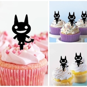 Halloween Uroczy Mały Diabełek Impreza Ślub Urodziny Akrylowe Cupcake Toppery Dekoracja 10 szt