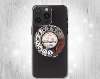 Vintage Rotary Phone Dial On Hard & Leather Flip Case iPhone 15 Pro Max Plus Samsung Galaxy Z Flip 5 Fold5 Note S23 A14 Google Pixel