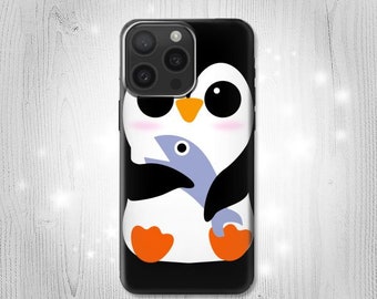 Cute Baby Penguin Hard & Leather Flip Case iPhone 15 Pro Max Plus Samsung Galaxy Z Flip 5 Fold5 Note S23 A14 Google Pixel