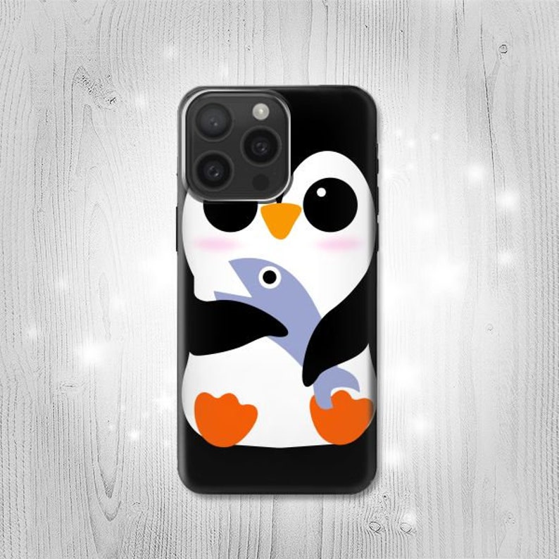 Cute Baby Penguin Hard & Leather Flip Case iPhone 15 Pro Max Plus Samsung Galaxy Z Flip 5 Fold5 Note S23 A14 Google Pixel image 1