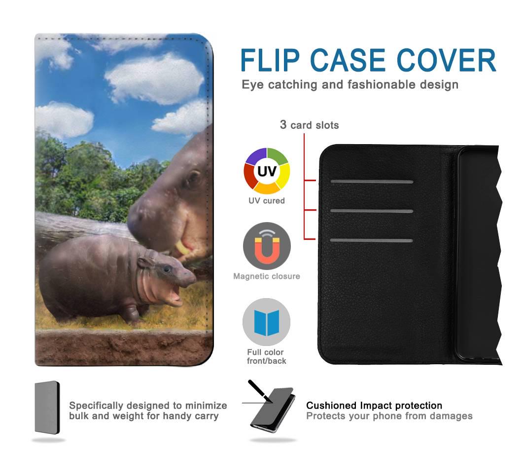 Baby Hippo Hippopotamus Family Hard & Leather Flip Case iPhone 17