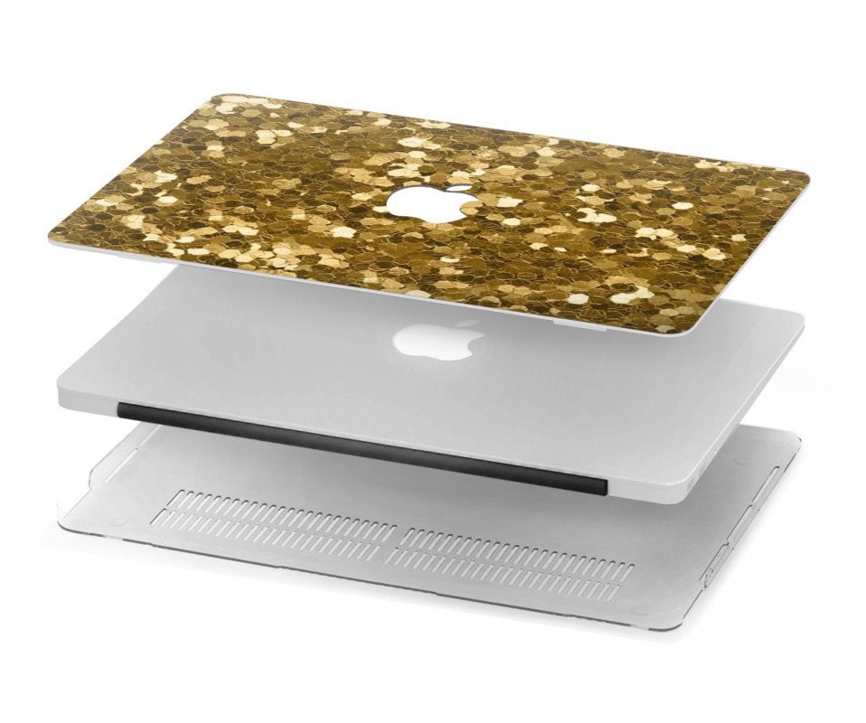 Gold Glitter Graphic Print Hard Case for MacBook Pro 13 MacBook