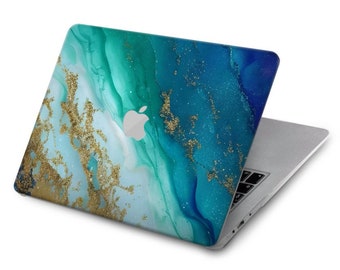 抽象的なオーシャンブルーカラーのエメラルドハードケース、MacBook