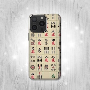 Custodia rigida e in pelle Mahjong per iPhone 16 Pro Max Plus Samsung Galaxy Z Flip 6 Fold6 Note S24 A15 Google Pixel