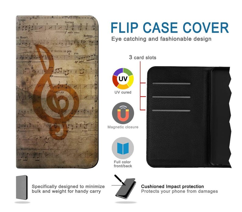 Phone Back Cover Notes Sheet Music Notes Hard & Leather Flip Case iPhone 17 Pro Max Air ...