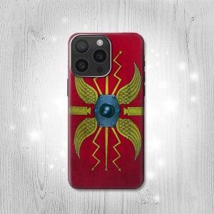 Étui à rabat rigide et en cuir Roman Shield Scutum pour iPhone 16 Pro Max Plus Samsung Galaxy Z Flip 6 Fold6 Note S24 A15 Google Pixel