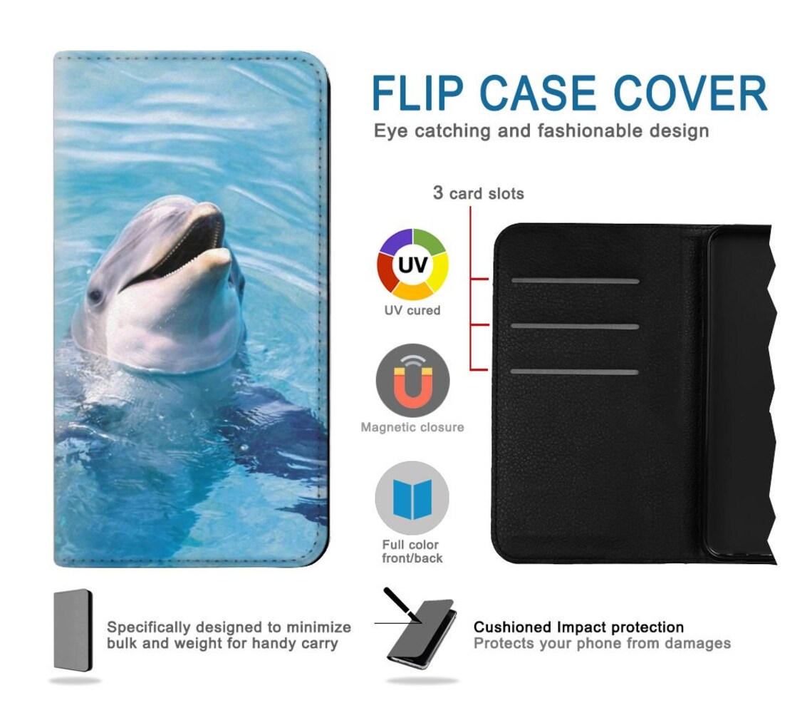 Dolphin Hard & Leather Flip Case iPhone 11 12 Pro Max Samsung Etsy