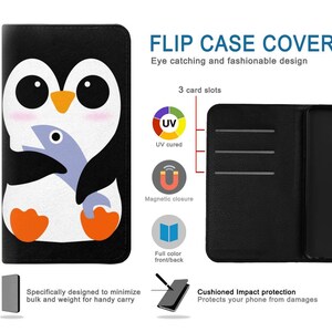 Cute Baby Penguin Hard & Leather Flip Case iPhone 15 Pro Max Plus Samsung Galaxy Z Flip 5 Fold5 Note S23 A14 Google Pixel image 2