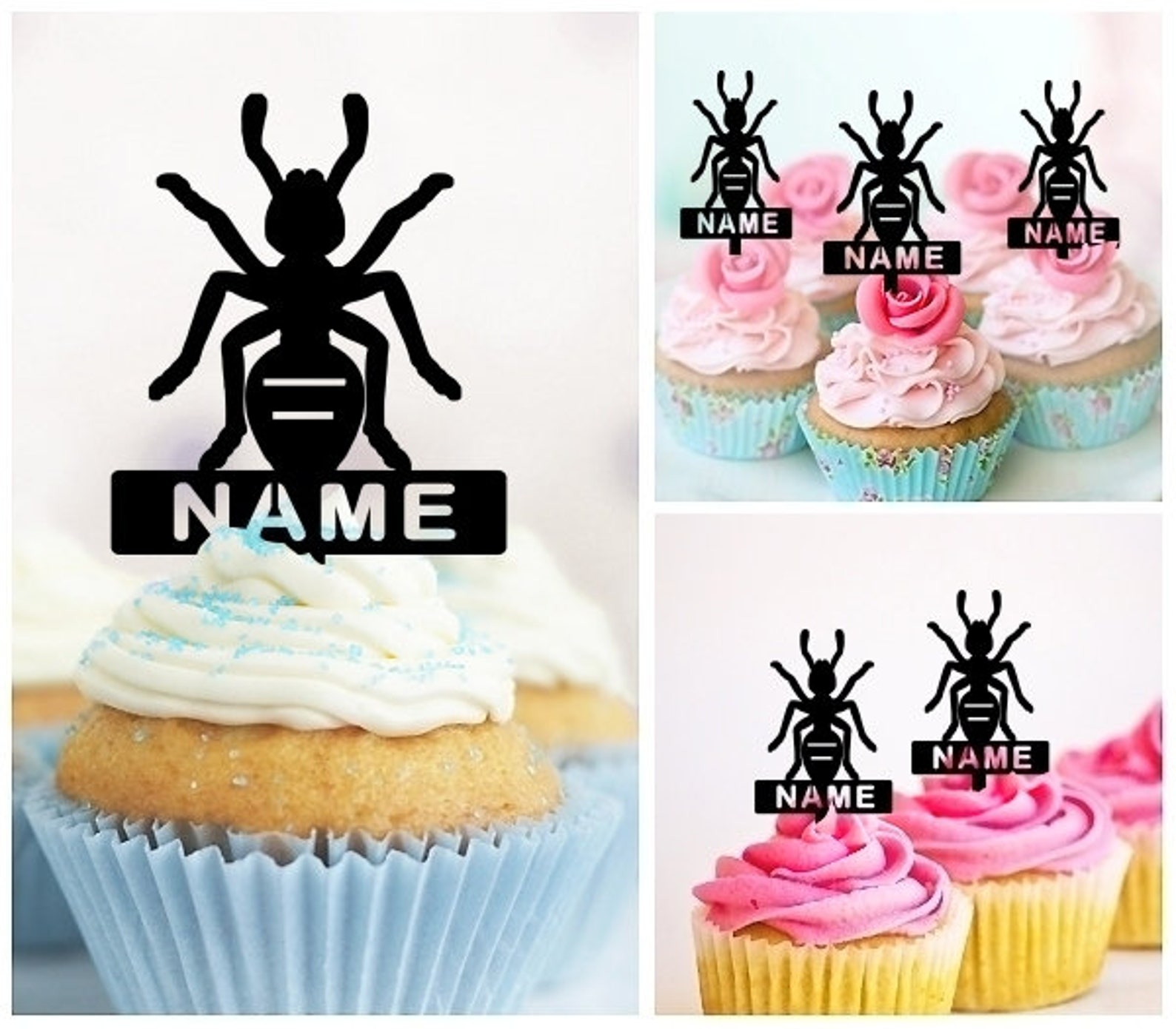 Black Ant Insect Bug Party Wedding Birthday Acrylic Cupcake Toppers ...