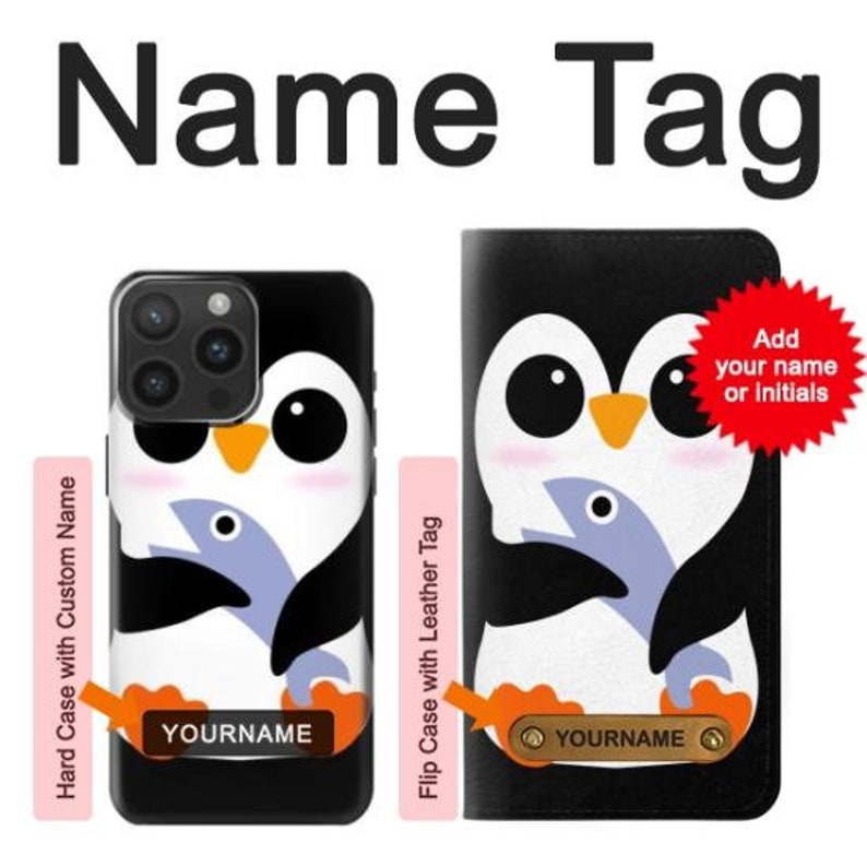 Cute Baby Penguin Hard & Leather Flip Case iPhone 15 Pro Max Plus Samsung Galaxy Z Flip 5 Fold5 Note S23 A14 Google Pixel image 6
