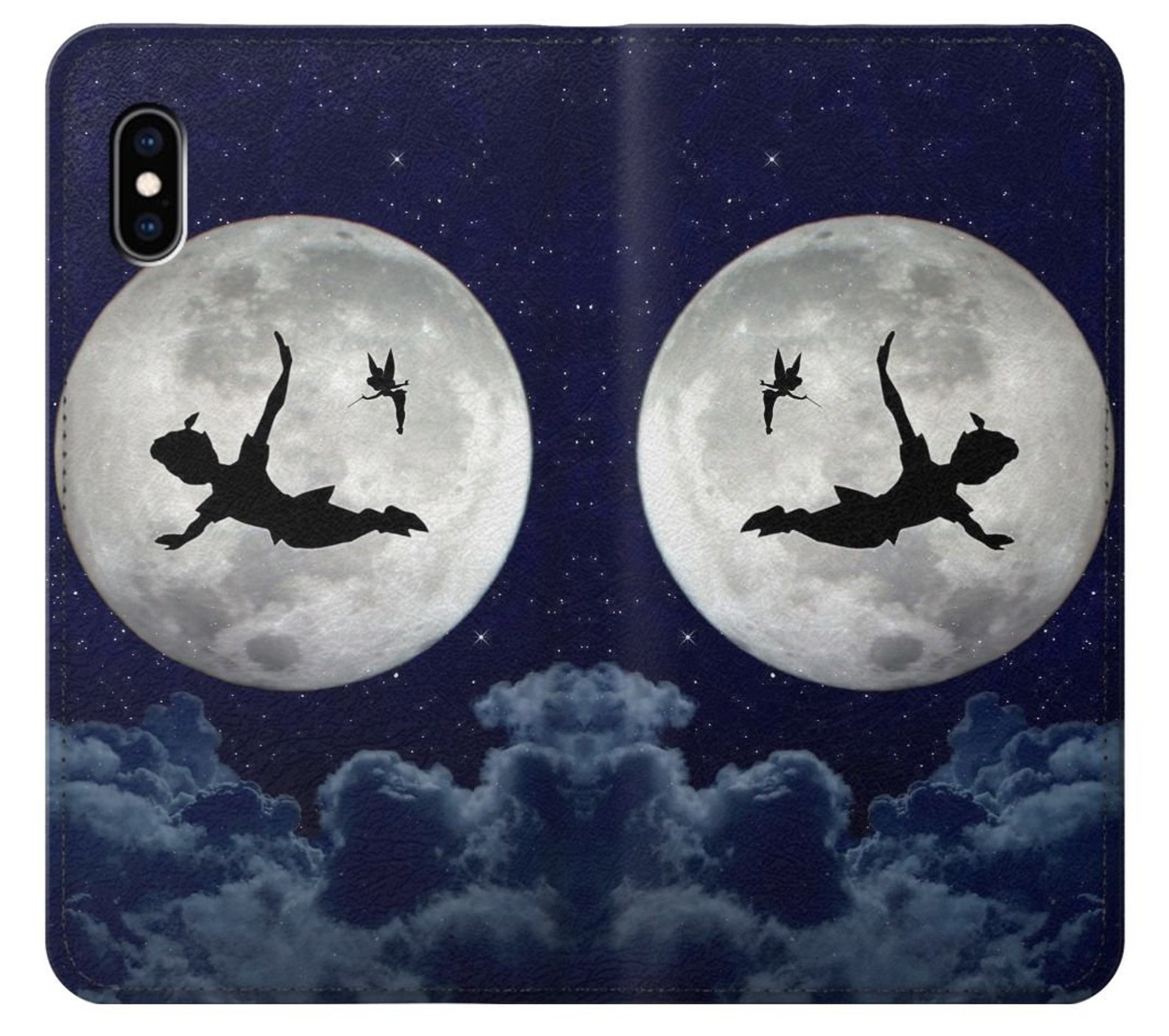 Peter Pan Moon Silhouette Hard & Leather Flip Case Iphone 14 Etsy