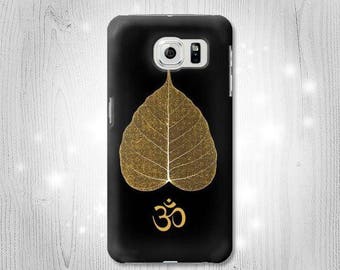 Funda rígida de cuero con forma de Om budista y lámina de oro para Huawei, Motorola, Moto G Stylus Power, Motorola Razr 70, Nokia OnePlus y Sony Xperia.