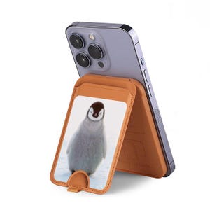 Baby Penguin Ice magnetische kaarthouder kaarthouder met MagSafe voor iPhone 16 15 14 13 Pro Max en andere smartphones
