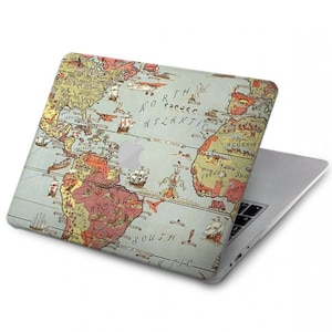 Vintage Weltkarte Hardcase Hülle für MacBook Pro 13, MacBook Air 13 Hülle A2337 A2338 M1, MacBook Pro 16 Zoll 15 Zoll 12 Zoll