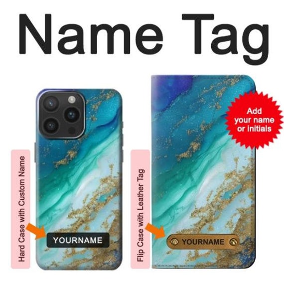 Abstract Ocean Blue Color Emerald Hard & Leather Flip Case iPhone