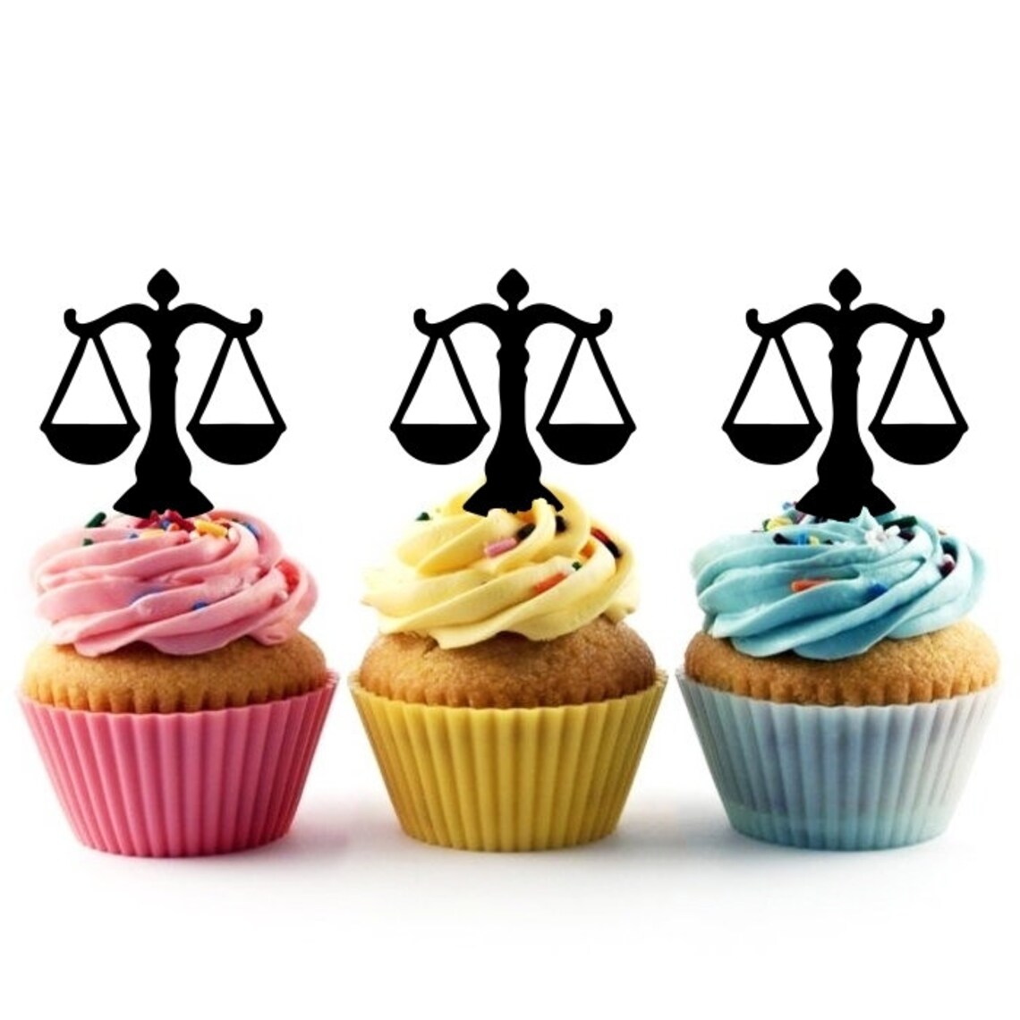 Libra Scale Balance Justice Party Wedding Birthday Acrylic Cupcake ...