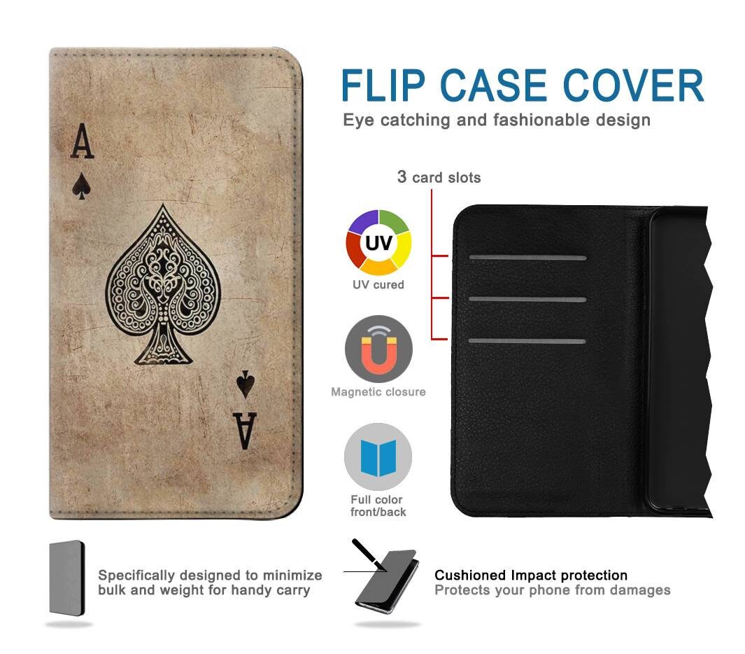 Vintage Spades Ace Card Hard & Leather Flip Case iPhone 17 Pro Max