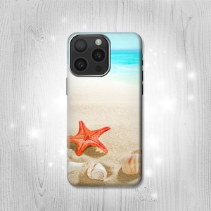 Custodia rigida e in pelle con conchiglie e stelle marine per iPhone 16 Pro Max Plus Samsung Galaxy Z Flip 6 Fold6 Note S24 A15 Google Pixel