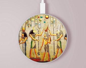 Egypt Wall Art Wireless Charger Pad 15W Type-C iPhone Android LED Light Charging Station