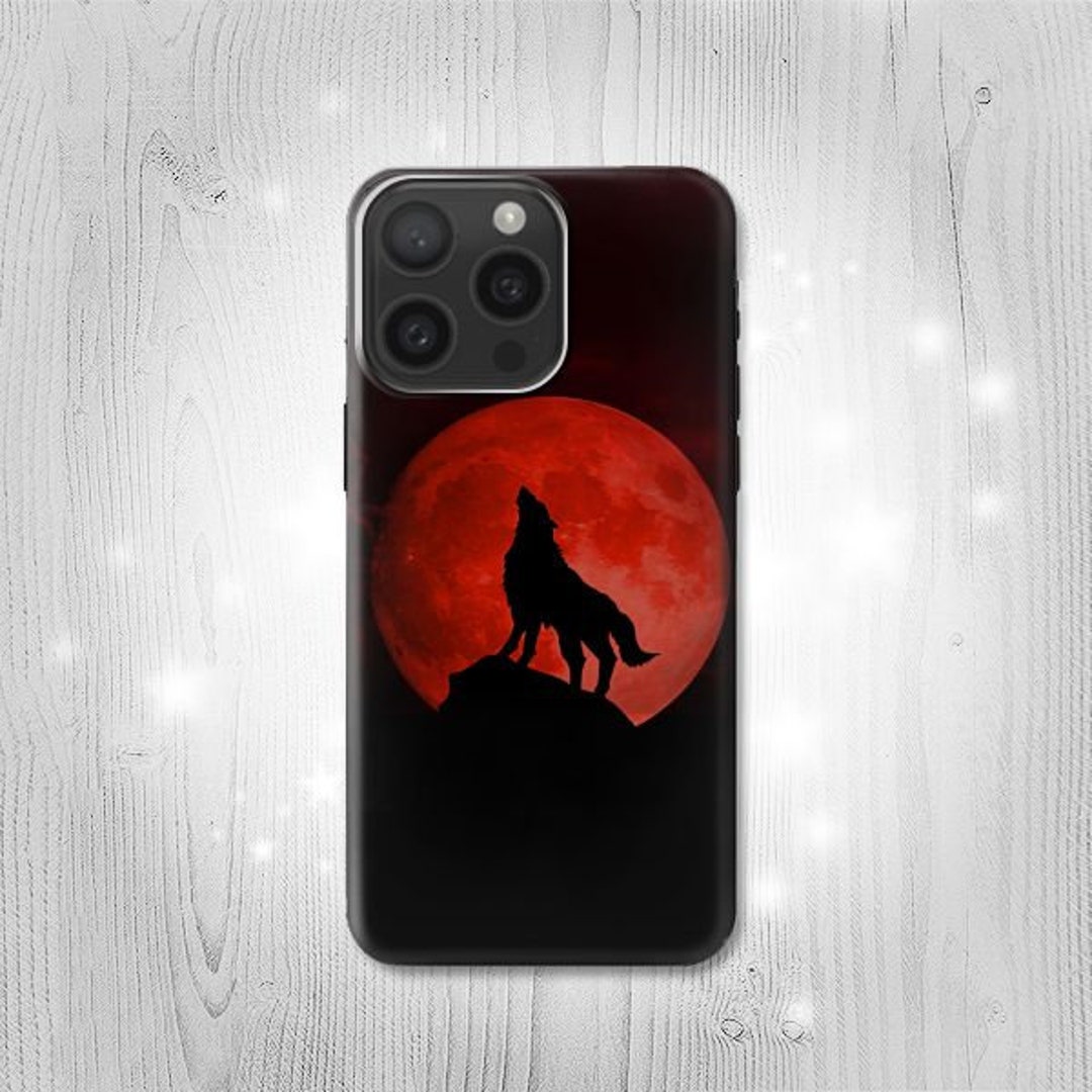 Wolf Howling Red Moon Hard & Leather Flip Case iPhone 17 Pro Max