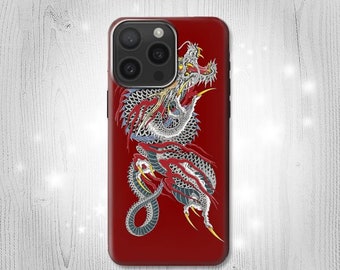 ヤクザ ドラゴンタトゥー ハード＆レザー フリップケース iPhone 18