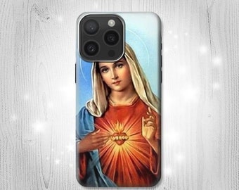 The Virgin Mary Santa Maria Hard & Leather Flip Case iPhone 15 Pro Max Plus Samsung Galaxy Z Flip 5 Fold5 Note S23 A14 Google Pixel