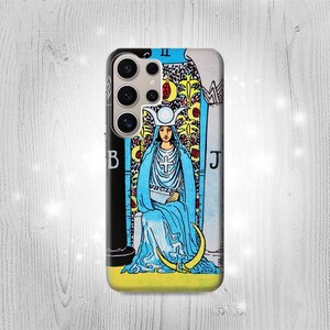 Estuche rígido y de cuero con tapa con la carta del tarot de la Suma Sacerdotisa para Huawei, Motorola Moto G Stylus Power, Motorola Razr 50, Nokia OnePlus, Sony Xperia