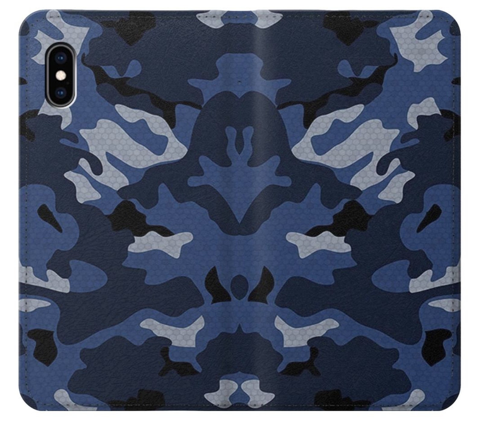 Navy Blue Camo Camouflage Hard & Leather Flip Case Iphone 14 Etsy