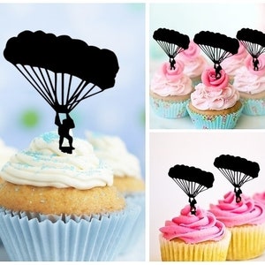 Skydiving Party Wedding Birthday Acrylic Cupcake Toppers Decor 10 pcs