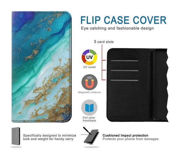 Abstract Ocean Blue Color Emerald Hard & Leather Flip Case iPhone