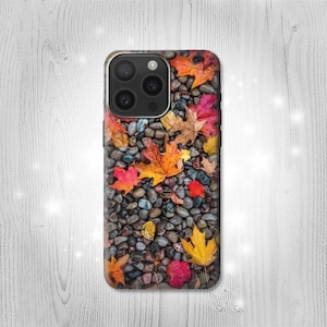Custodia rigida e in pelle con motivo a foglia d'acero per iPhone 16 Pro Max Plus Samsung Galaxy Z Flip 6 Fold6 Note S24 A15 Google Pixel