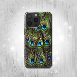 Peacock Feather Hard & Leather Flip Case iPhone 15 Pro Max Plus Samsung Galaxy Z Flip 5 Fold5 Note S23 A14 Google Pixel